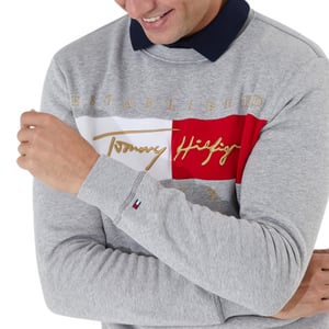 TOMMY HILFIGER Mens Sweatshirts Signature Flag Fleece Pullover Crew Neck Jumper