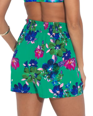 91118 Pour Moi Shirred Waist Woven Beach Shorts -