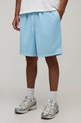 Baggy Fit Man Script Mesh Jersey Short