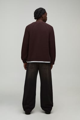 Relaxed Boxy Rib Raglan Knitted Cardigan