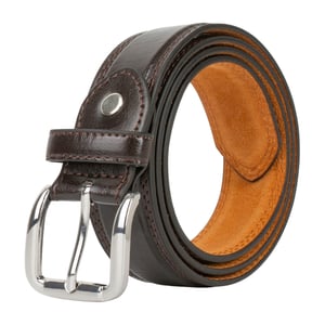 Men’s Classic 1.25 Inch Belt Real Leather Back in Brown