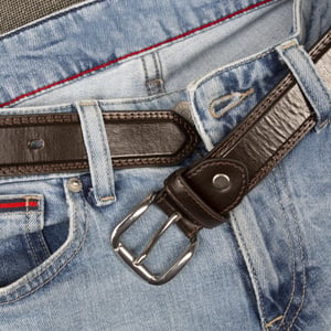 Men’s Classic 1.25 Inch Belt Real Leather Back in Brown