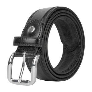 Men’s Classic 1.25 Inch Belt Real Leather Back in Black