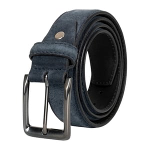 Men’s Genuine Leather Suede Belt 1.25" Dress Belt in Navy