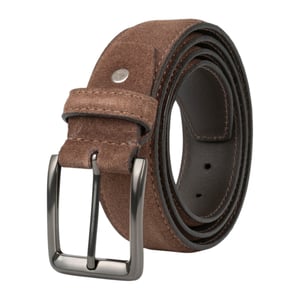 Men’s Genuine Leather Suede Belt 1.25" Dress Belt in Brown
