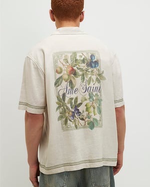 River Island Mens Shirt Beige Regular Fit Linen Blend Floral