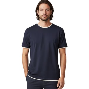 Mens T Shirts Short Sleeve Layered Collar Crew Neck Summer Basic Tee Pullover
