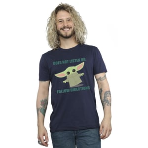 Star Wars Mens The Mandalorian Grogu Does Not Listen T-Shirt (Navy Blue)
