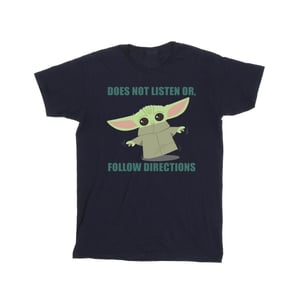 Star Wars Mens The Mandalorian Grogu Does Not Listen T-Shirt (Navy Blue)