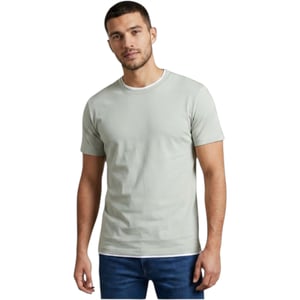 Mens T Shirts Short Sleeve Layered Collar Crew Neck Summer Basic Tee Pullover
