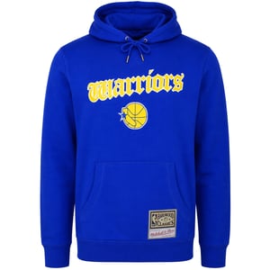 Mitchell & Ness NBA Golden State Warriors Old English Fadded Mens Blue Hoodie