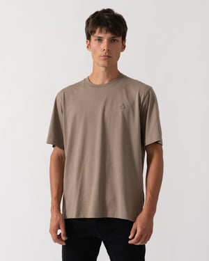 Short Sleeve Logo Detail T-Shirt in Taupe