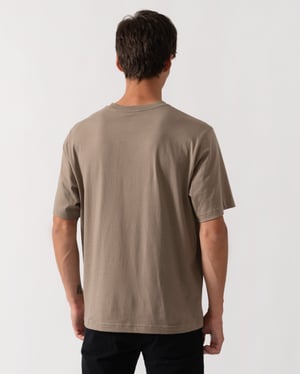 Short Sleeve Logo Detail T-Shirt in Taupe
