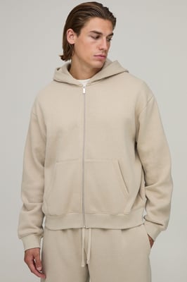 Essential Oversized Boxy Zip Through Hoodie