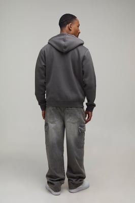 Charcoal Regular Napoleon Print Zip Through Hoodie
