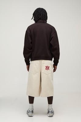 Heavyweight Oversized Boxy Embroidered Badge Polo Sweater