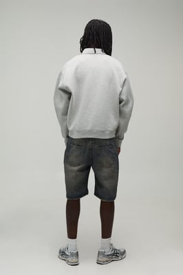 Heavyweight Oversized Boxy Embroidered Badge Polo Sweater