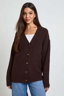 Rib Knit Boyfriend Cardigan