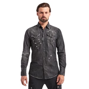 Dsquared2 Classic Western Worn Denim Black Shirt