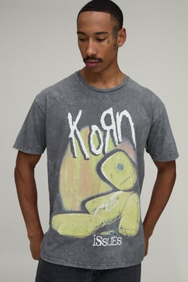 Oversized Washed Korn License Print T-Shirt