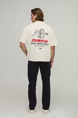 Ecru Oversized Boxy Hakone Print T-Shirt