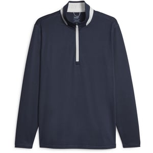 Men's Puma Lightweight Quarter Zip Jumper in Navy/Ash Gray