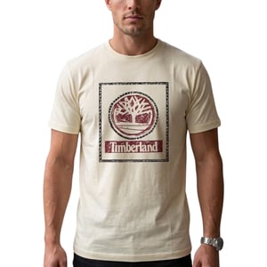 Timberland Mens T Shirts Tree Print Classic Logo Summer Cotton Crew Neck Top