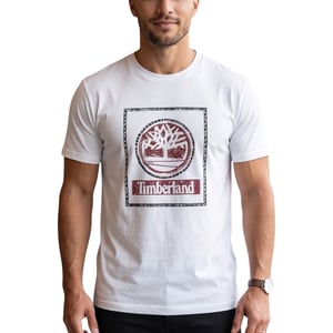 Timberland Mens T Shirts Tree Print Classic Logo Summer Cotton Crew Neck Top