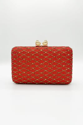 Rhinestone Lattice Clutch Bag