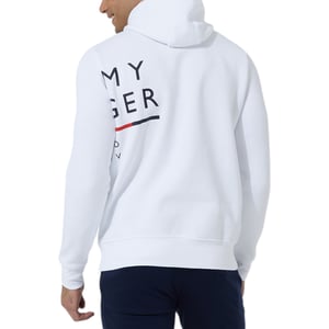 Tommy Hilfiger Mens Fleece Hoodie Wraparound Logo Pullover Hooded Crew Neck Top