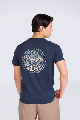 'Jacob' Men's Cotton T-Shirt Comfy Beach Summer Casual Tee Dark Blue