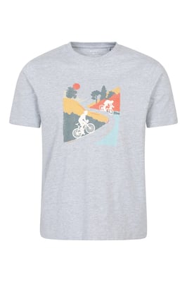'Bike' Men's Tee Cotton T-Shirt Relaxed Fit Breathable Casual Tee Grey