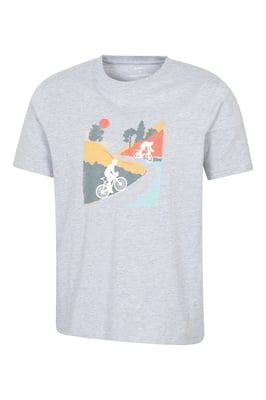 'Bike' Men's Tee Cotton T-Shirt Relaxed Fit Breathable Casual Tee Grey