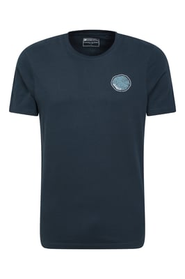 'Keswick Tree Ring' Men's Cotton T-Shirt Lightweight Breathable Graphic Print Top Dark Blue