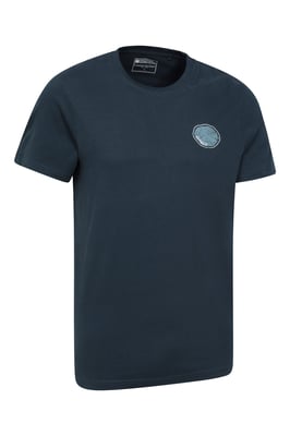 'Keswick Tree Ring' Men's Cotton T-Shirt Lightweight Breathable Graphic Print Top Dark Blue