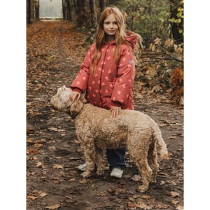 Looxs Revolution Winterjas terra met pink hartjes voor meisjes in de kleur