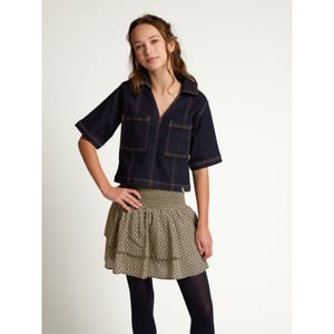Looxs Revolution Dark denim blouse stretch voor meisjes in de kleur