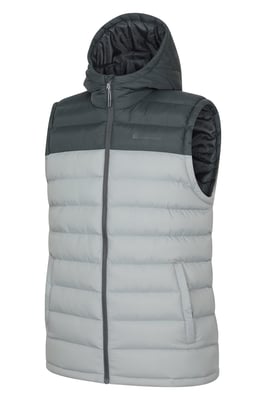 'Seasons' Men's Padded Gilet with Pockets Water Resistant Hooded Jacket Light Grey