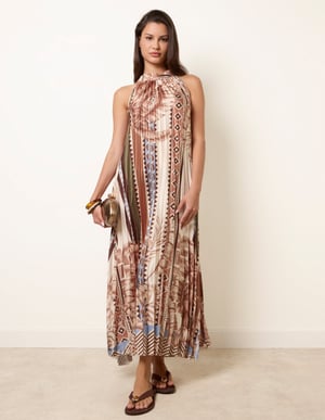 Satin Pleated Dress