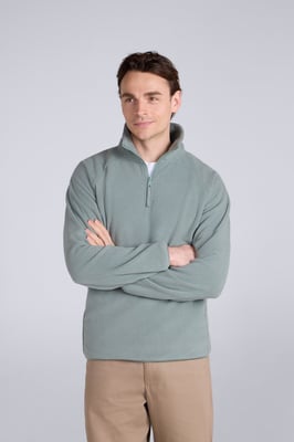 'Stockholm' Men's Fleece Jacket Half Zip Warm Cosy Sweater Light Blue