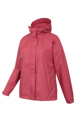 'Torrent' Women's Waterproof Jacket with Adjustable Hood & Cuffs Long Sleeve Trekking Raincoat Pink