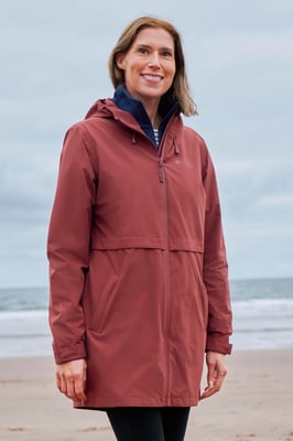 'Hilltop' Women's Waterproof Jacket with Side Pockets Outdoors Rain Coat Rust