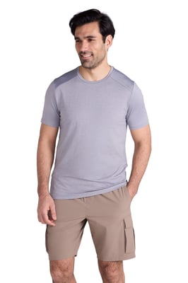 'Agra' Men's IsoCool Striped Tee Sun Protection Comfy Sports T-Shirt Silver