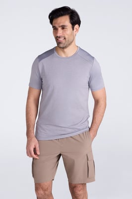 'Agra' Men's IsoCool Striped Tee Sun Protection Comfy Sports T-Shirt Silver