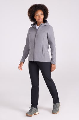 'Exodus' Women's Softshell Jacket with Multiple Pockets Water Resistant Coat Dark Grey