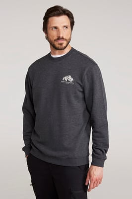 'Adventure' Men's Mountain Graphic Sweatshirt Casual Comfortable Pullover Top Charcoal