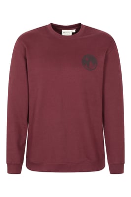 'Circle Mountain' Men's Crew Neck Sweatshirt Casual Lightweight Pullover Jumper Burgundy