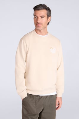 'Circle Mountain' Men's Crew Neck Sweatshirt Casual Lightweight Pullover Jumper Ecru