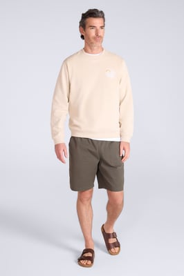 'Circle Mountain' Men's Crew Neck Sweatshirt Casual Lightweight Pullover Jumper Ecru