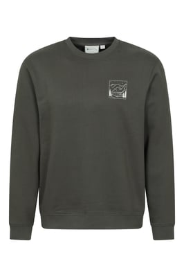 'Mountain Scene' Men's Graphic Sweatshirt Warm Casual Lightweight Pullover Top Khaki
